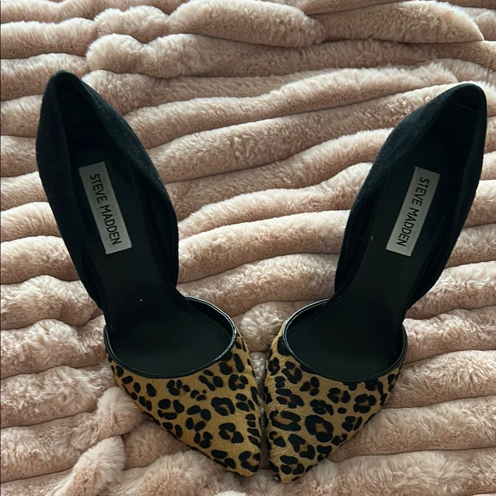 Steve Madden Brown and Black Heels with Leopard Print - Picture 1 of 4